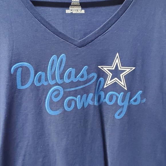 NWOT Navy Women's Dallas Cowboys V-Neck T-shirt in Medium - Picture 1 of 4